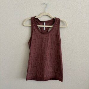 Athleta Momentum Logo Tank Top Racerback Seamless Athletic Stretch Size M Brown